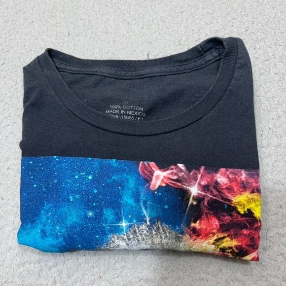 Albert Einstein Shirt Womens Medium Black Smoking Pipe‎ Galaxy Scientist Casual - Picture 12 of 14